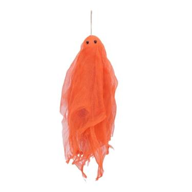 Imagem de Phefop Decorações Fantasmas Suspensas de Halloween, Fantasma de Tecido de Gaze Fácil de Pendurar para Peça Central de Festa Interna Ao Ar Livre, Perfeito para árvore e Jardim de Halloween (Laranja)
