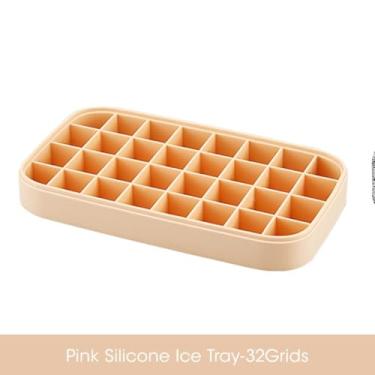 Imagem de Forma de Gelo com Tampa, 36 Cubos de Silicone Grau Alimentício, Bandeja com Caixa de Armazenamento e Colher, Rosa