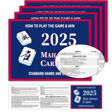 Imagem de Pixibond Mahjong Cards 2025, 4 PCS Mah Jongg Cards Large Print, Easy to Read Mahjong Rule Guide Mahjong Accessories and Gifts for Women Man Mahjong Beginners