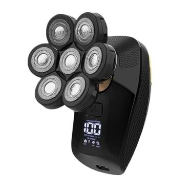 Imagem de Aparelho de Barbear Elétrico Recarregável com Lâmina Flutuante 7D Display Nível Bateria Lavagem Integral Água IPX6 Sete Lâminas Cuchilla Reparo Cabelo Pincel para Limpeza Nasal Silicone