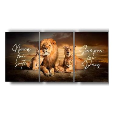 Imagem de Quadro Decorativo Sala Leão Nunca Foi Sorte Sempre Foi Deus - Templaca