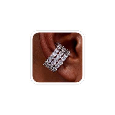 Imagem de Brincos de orelha para mulheres, brincos de prata dourados, brincos de zircônia cúbica cintilante para mulheres, clipe na cartilagem, brinco de brinquedo de Natal, fantasia de joias de Natal, Medium