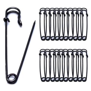 Imagem de 20 pinos de segurança grandes, pinos de segurança de aço resistente de 10 cm para roupas, cobertores, artesanato, saias, saias curtas, couro, lona e lã, etc. (preto)