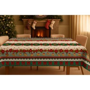 Imagem de Toalha de Mesa Natalina Oxford | 4 Tamanhos 1,40m a 3,20m | Para 4 a 10 Lugares(Sino verde,3,20x1,40)