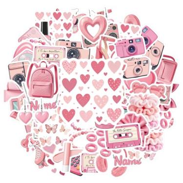 Imagem de 35 peças retrô dos anos 90 rosa adesivos DIY brinquedo retrô para telefone faça você mesmo, laptop, scrapbook, bicicleta, caderno, bagagem, copo de celular