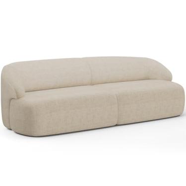 Imagem de Sofá 3 Lugares Curvo Orgânico Para Sala Living 250cm Barolo L06 Linho Bege Escuro - Lyam Decor