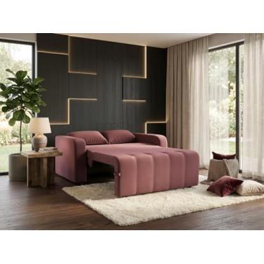 Imagem de Sofa Cama Amora New 3 Lugares Suede Veludo Sofisticado (Rosê)