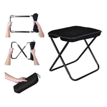 Imagem de Banquinho Dobrável Portátil Preto Ideal para Camping Praia Pesca e Eventos Esportivos Banqueta