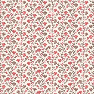 Imagem de Papel De Parede Flores Vermelhas E Marrom Adesivo Lavavel - LRP