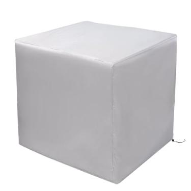 Imagem de Milisten Capa para Móveis de Exterior, Cubo de 90x90x90 Cm — Tecido Oxford Resistente Aos Raios Uv Com Bainha Ajustável por Cordão, Capa Impermeável Prateada para Cadeiras/mesas de Jardim, Quintal