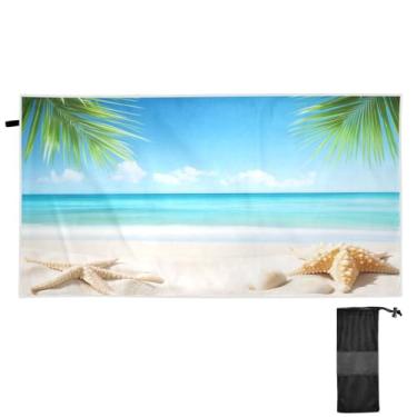 Imagem de ATTX Toalha de praia ensolarada 76 x 152 cm - Cobertor leve de microfibra resistente à areia de secagem rápida para piscina, ioga, academia e viagens | Esportes de banho de natação multiuso #500