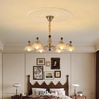 Imagem de Lustre de estilo medieval e retrô francês com espectro completo - Iluminação europeia para sala de estar, sala de jantar, quarto, escritório, casa e apartamento decorado (6 lâmpadas)