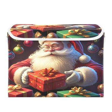 Imagem de SEHANY Cestas de armazenamento de Papai Noel de Natal com tampas, organizador de caixas de armazenamento de tecido para armário de roupas, cobertor de escritório, berçário, 42 x 32 x 30 cm