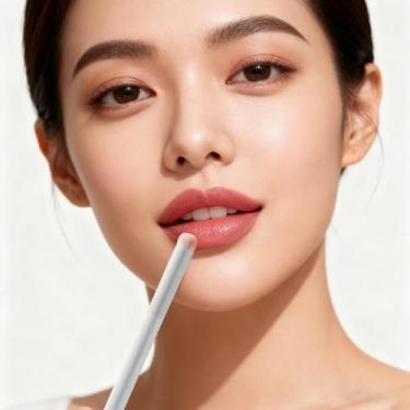 Imagem de 1 pincel labial de ponta redonda, pincel de mistura de batom, corretivo, ferramenta portátil de maquiagem labial