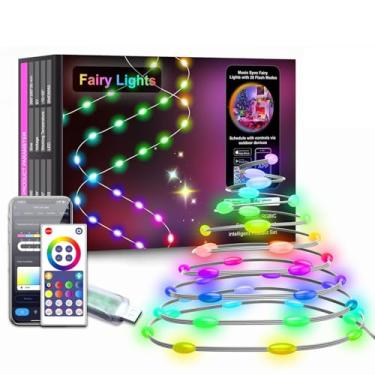 Imagem de LEDGUHON Fita de luz de mudança de cor RGB de 10 W 5 V - Cordão de luz de árvore de Natal inteligente adequado para decoração de festival de fitas de LED flexíveis internas e externas (WiFi e BLE 10m