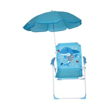 Imagem de menolana Cadeira de cadeira de praia infantil Caminhada de garotas com guarda -chuva cadeira de acampamento de proteção solar dobrável para crianças acessórios, Azul