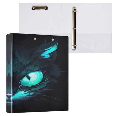 Imagem de Blueangle Fichário de 3 anéis olho de gato neon azul com prancheta e 2 bolsos - Organizador de documentos decorativos de 3 cm para escritório, suprimentos para reuniões (126)