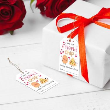 Imagem de Cazhes Etiquetas de presente de papel de dia dos namorados, 40 peças, etiqueta de nome de dia dos namorados com cordão para sacolas de presentes, embalagem de presentes de Natal da amizade para