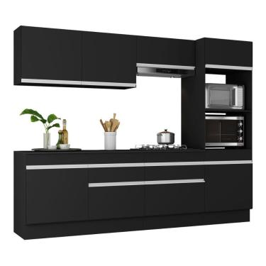 Imagem de Armário De Cozinha Completa 5 Peças Com Rodapé Mp2180 Made Multimóveis Preto/branco Preto/branco