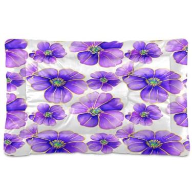 Imagem de SEHANY Cama de flores coloridas para cães e gatos com fundo antiderrapante, cama de canil, colchão macio para animais de estimação, lavável para cães pequenos, médios e grandes, gatos, 61 x 45 cm