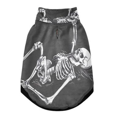 Imagem de SEHANY Casaco de cachorro com tatuagem de caveira para cães pequenos, superquente à prova de vento, jaqueta de inverno macia e aconchegante para clima de neve fria com coleira para animais de