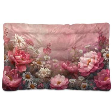 Imagem de SEHANY Cama para cães e gatos com flores silvestres coloridas com fundo antiderrapante, cama de canil, colchão macio para animais de estimação, lavável para cães pequenos, médios e grandes, gatos