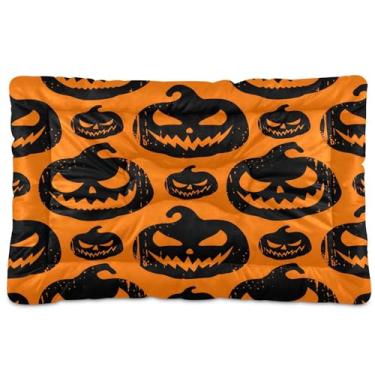 Imagem de SEHANY Cama de Halloween Pumpkins para cães e gatos com fundo antiderrapante, cama de canil, colchão macio para animais de estimação, lavável para cães pequenos, médios e grandes, gatos, 61 x 45 cm