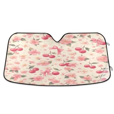 Imagem de ATTX Cereja com arco pára-brisa de carro 139.7 cm x 70.1 cm escudo solar universal com proteção UV, persiana de janela frontal automática dobrável para caminhões Sedans SUVs #679