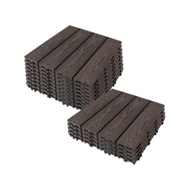 Imagem de Azulejos de deck interligados, azulejos de piso de pátio composto WPC com sistema de clique função de drenagem para varanda piscina varanda quintal área de jogo terraço uso em todos os climas C2 12