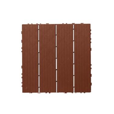 Imagem de Azulejos de convés interligados de plástico, 30,5 cm x 30,5 cm à prova d'água para piso composto externo para varanda piscina varanda quintal marrom D 20 peças