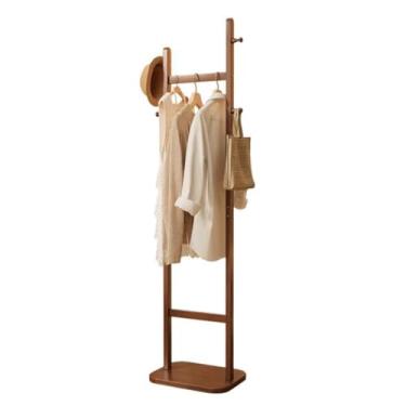 Imagem de Hhsdyl Cabideiro Independente Madeira Maciça com 4 Ganchos, Suporte Roupas Resistente Árvore Cabides Madeira para Quarto, Hall Entrada e Sala,40cm