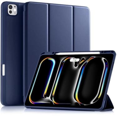 Imagem de Akkerds Capa compatível com iPad Pro de 13 polegadas (M5/M4) 2025/2024, para iPad 13 Pro com suporte para lápis, capa protetora fina com três dobras com parte traseira de TPU macio, despertar/hibernar
