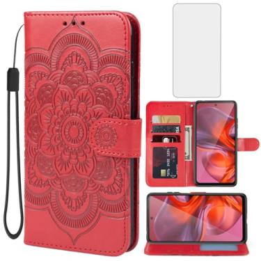 Imagem de Bohefo Capa para Moto G05/Moto G15/G15 Power/Moto E15 Capa carteira com protetor de tela de vidro temperado, capa de telefone de couro mandala flip suporte para cartão de crédito para Motorola Moto