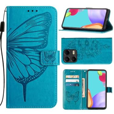 Imagem de Covthch Capa carteira T-Mobile REVVL 8 Pro, capa de telefone T-Mobile REVVL 8 Pro, suporte de couro com fivela magnética com suporte para cartão, capa de proteção flip de couro PU com suporte - azul