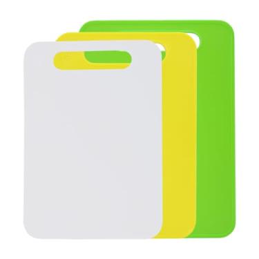 Imagem de Anjali Conjunto de 3 peças de tábua de cortar utilitária – Tábua de corte de plástico durável para cozinha, superfície adequada para facas, fácil de limpar – disponível em branco, verde e amarelo