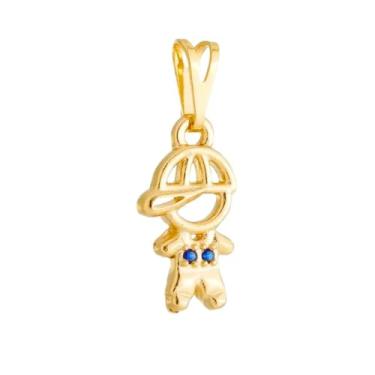 Imagem de Pingente Filho 1 Bonequinho Menino Banhado A Ouro 18K Para Corrente Colar