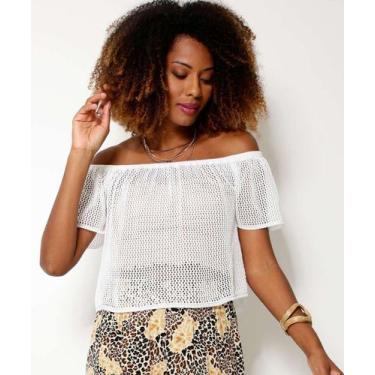 Imagem de Blusa Ciganinha Feminina Tricô Manga Curta Marisa-38283, Off white, G