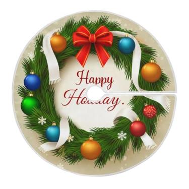 Imagem de Wassud Saia para árvore de Natal com laços seguros, guirlanda de Natal de 118 cm, tapete festivo de árvore de Natal para festas de ano novo, decoração de casa