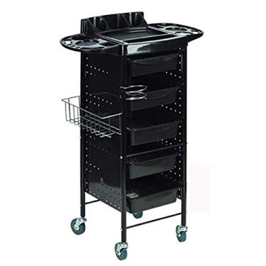 Imagem de LMJYU Carrinho de servir, carrinho de salão de beleza de 6 níveis com gavetas, capacidade de 50 kg, carrinho utilitário de cabeleireiro com suporte para secador de cabelo; cesta suspensa, 1 cesta