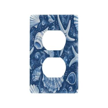 Imagem de Wassud Seashells Art Pattern Light Switch Cover Plate Decorative Outlet Covers Placa de parede para tomadas elétricas duplex 4,53 x 2,76 polegadas