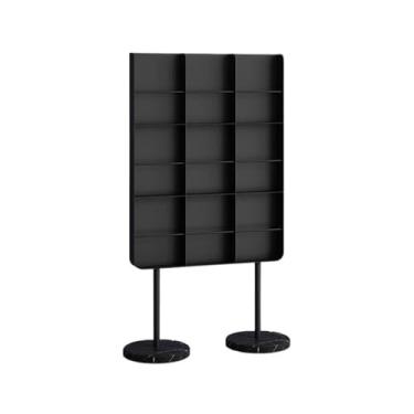 Imagem de Suporte para armazenamento de CDs Estante minimalista de metal para discos vinil com base mármore e pés altos para livros revistas(Preto)