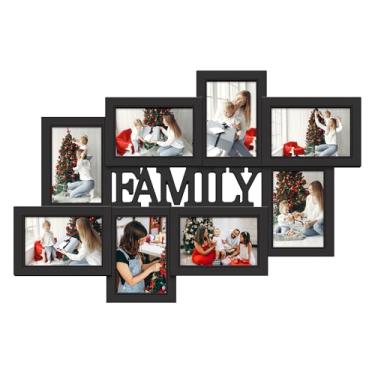Imagem de Jerry & Maggie Moldura de colagem de fotos de família com 8 aberturas para decoração de parede, molduras 4 × 6, decoração de parede de família, porta-retratos de galeria de PVC, decoração de parede