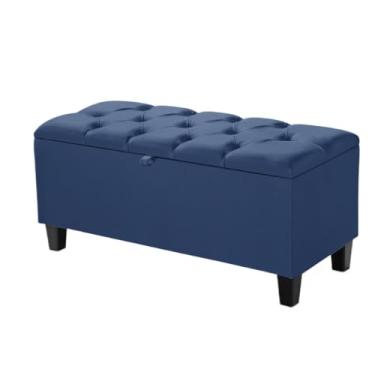 Imagem de Estofado Minimalista Moderno Calçadeira Sapateira Sala Quarto Armazenamento Bau Solteiro puff bau para quarto(Azul)