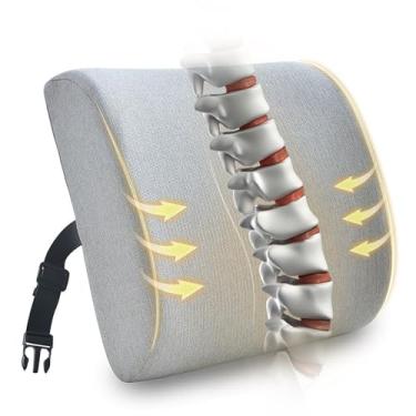 Imagem de GoLepide Almofada de apoio para as costas para almofada de suporte reclinável com espuma viscoelástica de gel, almofadas ortopédicas ergonômicas para sofá lombar para idosos, alívio da dor lombar