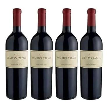 Imagem de Angelica Zapata Malbec Vinho Tinto Argentino, Kit com 4 Garrafas, Vidro, Não Requer Montagem, Armazenamento Horizontal
