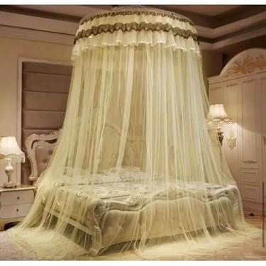 Imagem de Mosquiteiro Teto Gigante Bordado com Elástico para Cama Casal/Queen/King 12m x 3m(Amarelo,Casal)