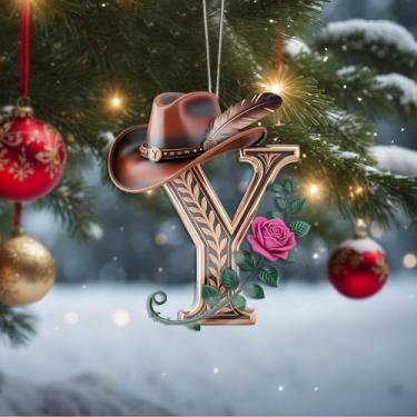 Imagem de Enfeites de Natal A-Z Cristal Pendurado, Enfeites de Árvore de Natal Artesanais com Letra Y, Decoração de Carro e Casa - Presentes de Natal, Decoração de Artesanato Acrílico, Ideias de Troca de