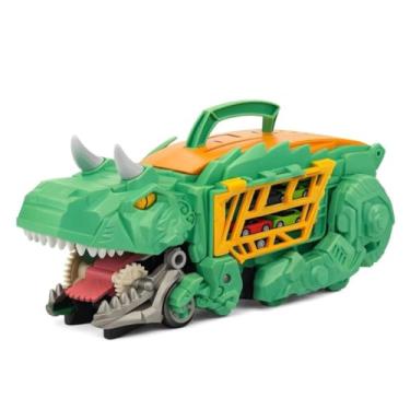 Imagem de Caminhão Dinossauro com Pista e Carrinhos Engole Carros Maleta