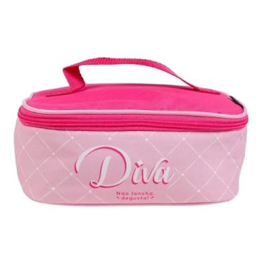 Imagem de Bolsa Térmica Petit Square, Poliéster Rosa e Branco, Revestimento Térmico, 22,7 x 9,1 x 16,9cm, Estilo Clássico