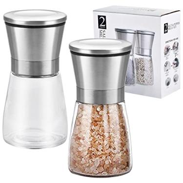 Imagem de Kit 2 Moedor de Pimenta e Sal em Vidro e Aço Inox Moedores de Temperos Sal Grosso Moedor de Tempero Pimenteiro Ideal para Pimenta, Flor de Sal e Especiarias Coisas de Zozinha